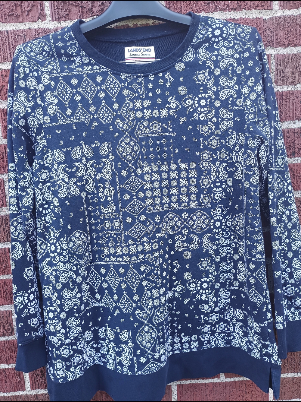 Lands' End Bandana Print Pullover Sweatshirt